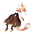 Grapefruit Minkface on a Moontail Ribbonwing kit.