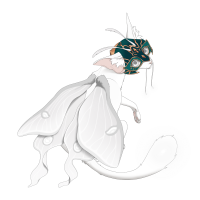 Teal Gilded Helm on a Moontail Ribbonwing Kit